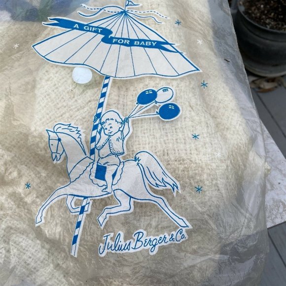 Vintage Baby Blanket Julius Berger Crochet Knit Ivory - Picture 8 of 8